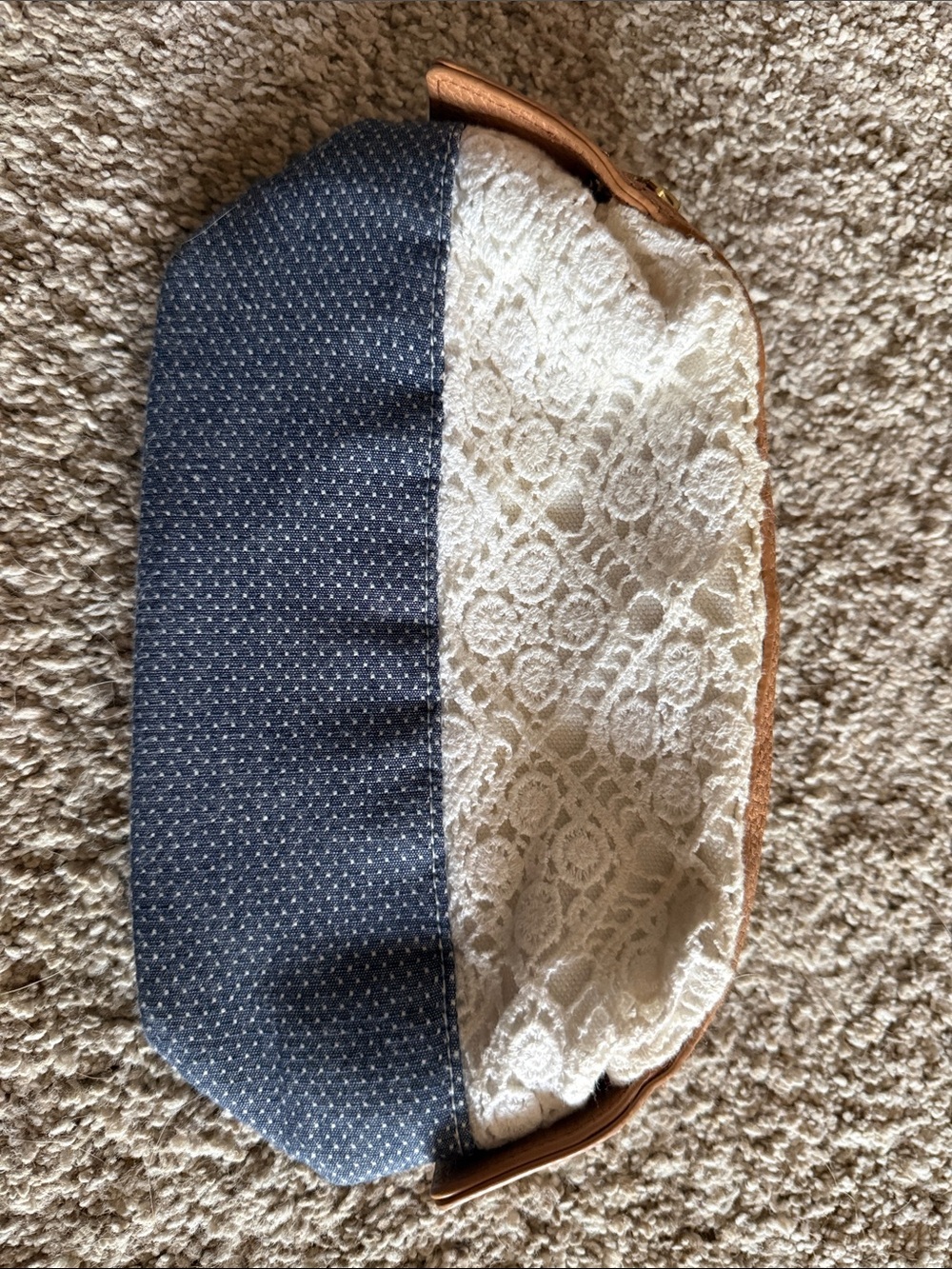 Merona Navy & Cream Lace Half-and-Half Wristlet Clutch